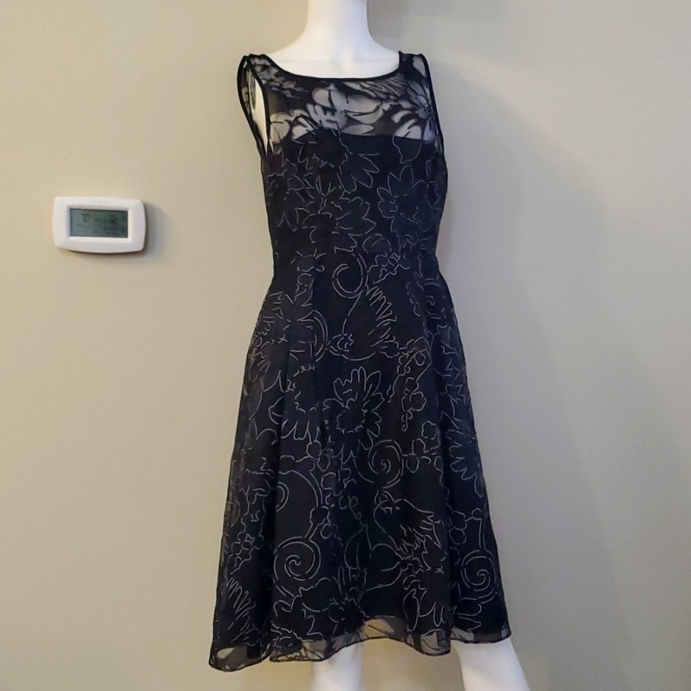 White House Black Market sleeveless black floral dress, NWT, 8
